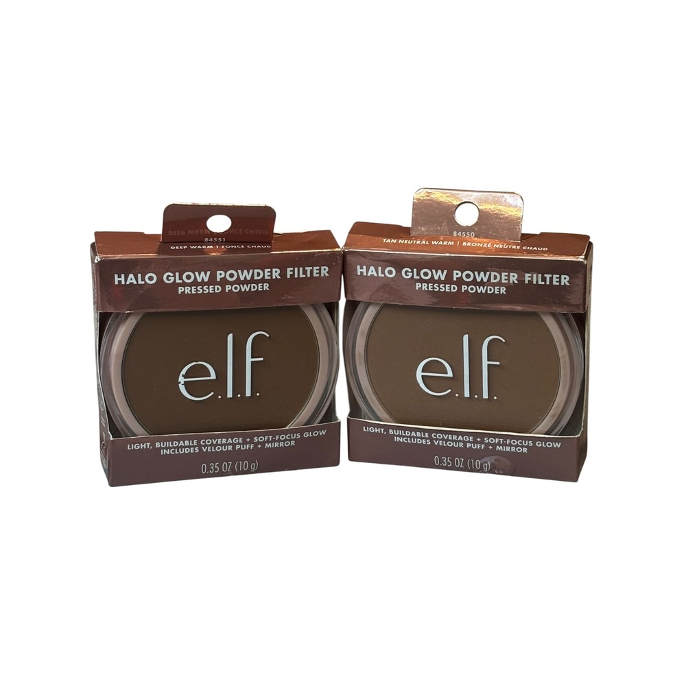ELF Halo Glow Powder Filter Pressed Powder Deep Warm Tan Neutral Warm Lot of 2